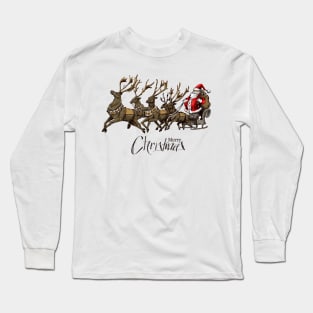 Santa Claus Rides reindeer Sketchy Long Sleeve T-Shirt